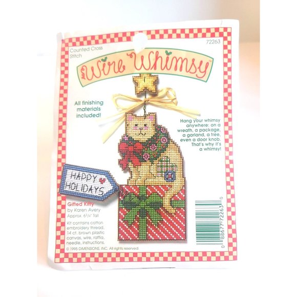 STITCH 'N HANG COUNTED CROSS STITCH CAT CHRISTMAS ORNAMENT - Picture 1 of 3